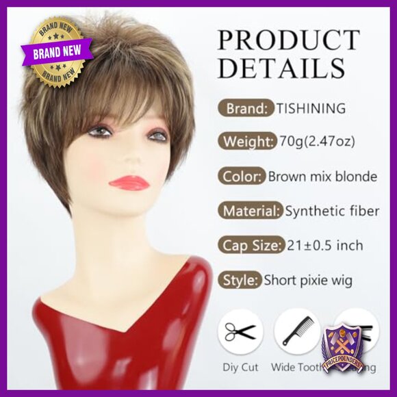 Short Pixie Cut Wig with Bangs, Heat Resistant Synthetic Hair for Daily Use main image 5